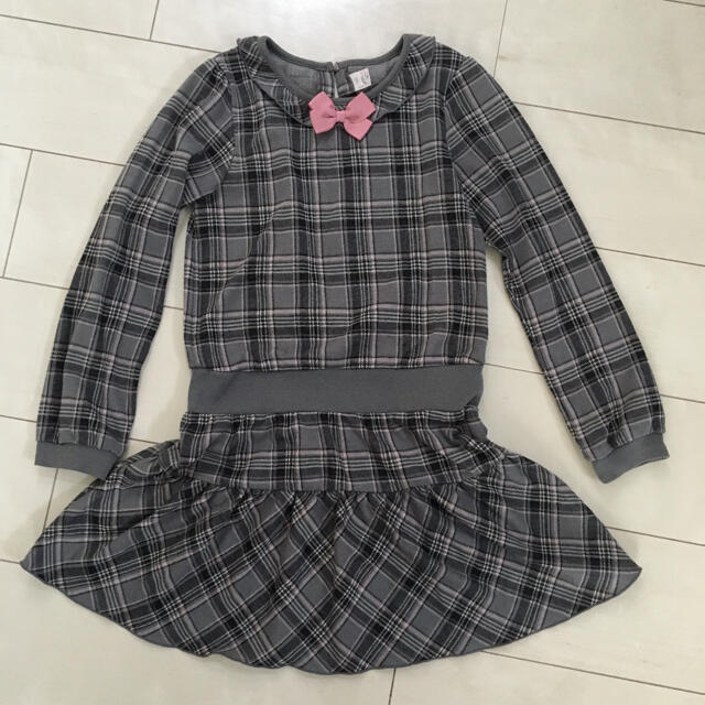 motherways(マザウェイズ)の140 グレー✖️ピンク　チェック柄ワンピース　マザウェイズ　女の子　子供服 キッズ/ベビー/マタニティのキッズ服女の子用(90cm~)(ワンピース)の商品写真