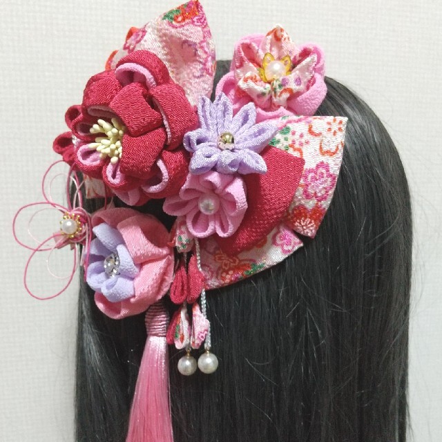 髪飾り 髪飾りピンク リボンピンク 成人式 卒業式 七五三 つまみ細工 振袖 袴