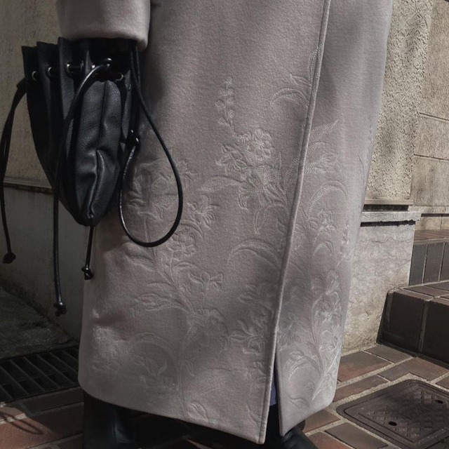 【Ameri】EMBROIDERY BIG COLLAR COAT