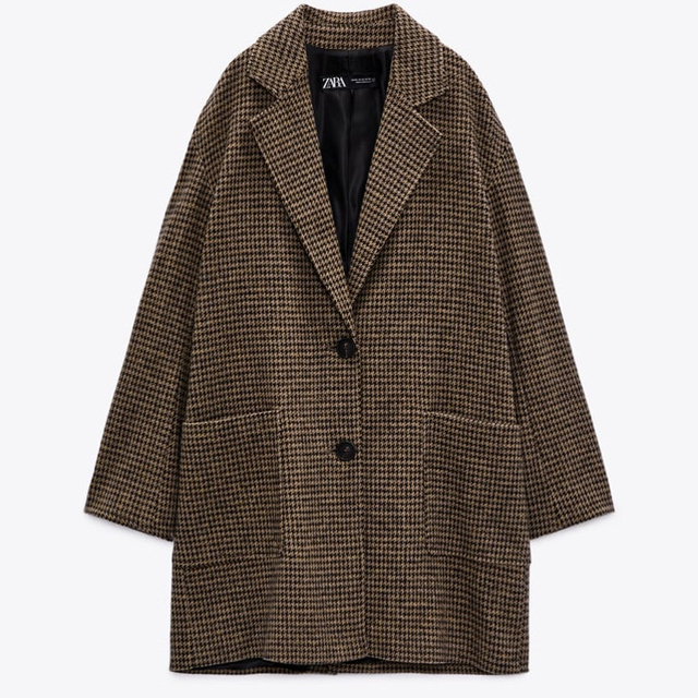 zara 2021aw チェック柄コート