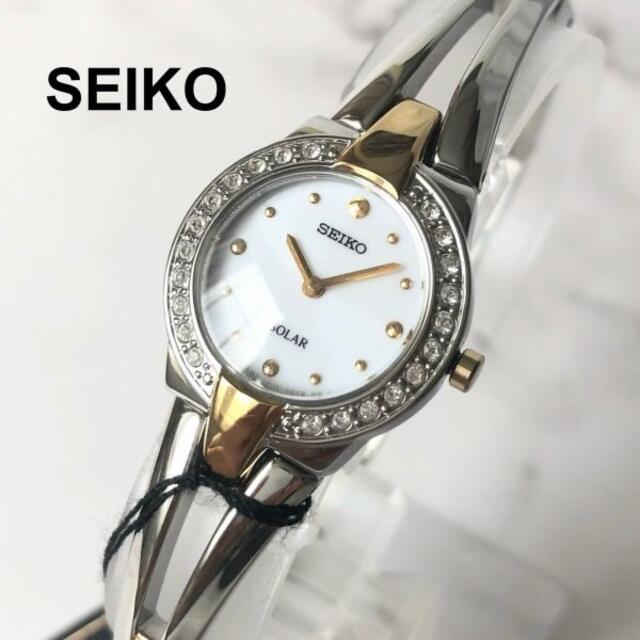 【新品】スワロフスキーダイヤ★セイコー ソーラー SEIKO レディース腕時計