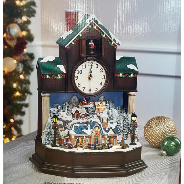 クリスマス カッコー時計 鳩時計 イルミネーション 置物 オルゴール ジオラマ