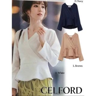 アナイ(ANAYI)のCELFORD★サイズ36 ダークネイビーカシュクールペプラムブラウス(シャツ/ブラウス(長袖/七分))