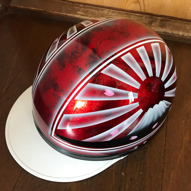 ラップ塗装 桜 富士日章 コルク半 ヘルメット 1