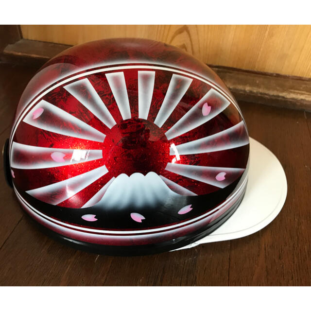 ラップ塗装 桜 富士日章 コルク半 ヘルメット 2