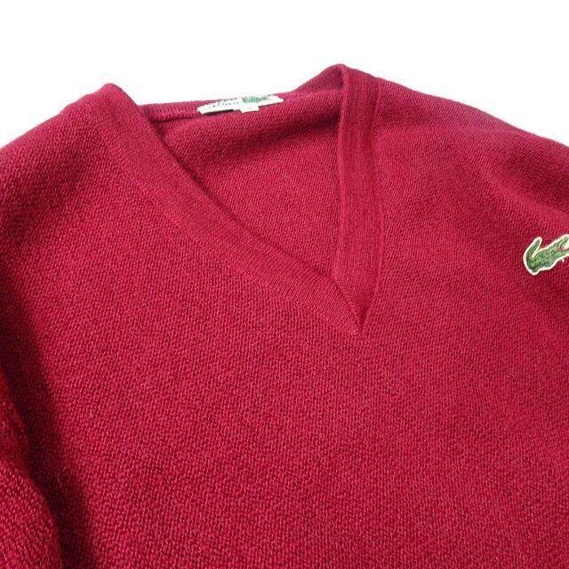 LACOSTE ラコステ ボルドー Vネック ニット　レッド