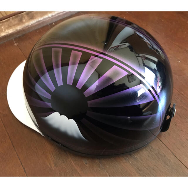 紫　ぼかし 富士日章 コルク半 ヘルメット