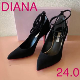 ダイアナ(DIANA)のDIANAスエードパンプス ブラック　24.0㌢【美品】(ハイヒール/パンプス)