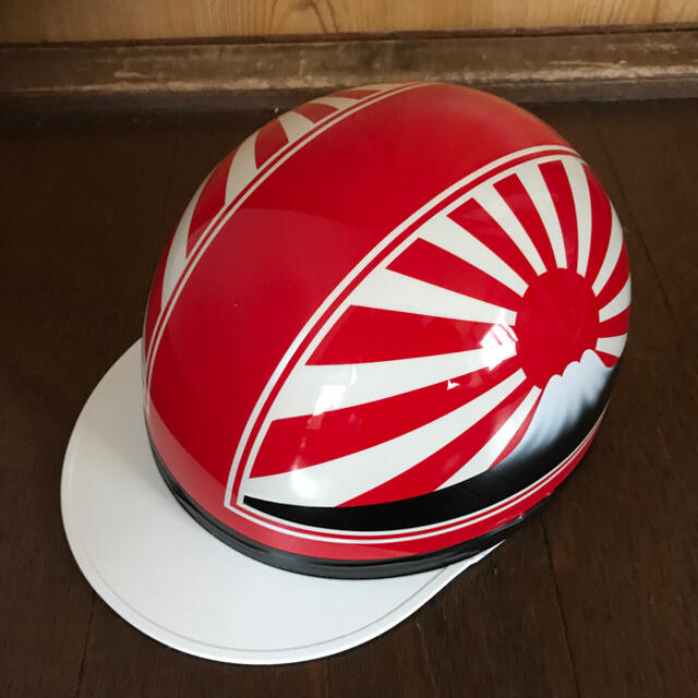 赤白 富士日章 コルク半 ヘルメットの通販 by paint_clover's 赤白 富士日章 コルク半 ヘルメットの通販 by paint_clover's