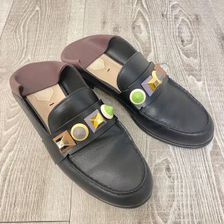 FENDI フェンディ Pony hair slippers 7D1436 ファー サンダル スリッポン ブラック サボ