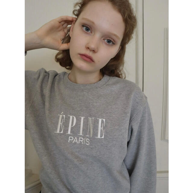 ÉPINE PARIS embroidery sweat gray×white