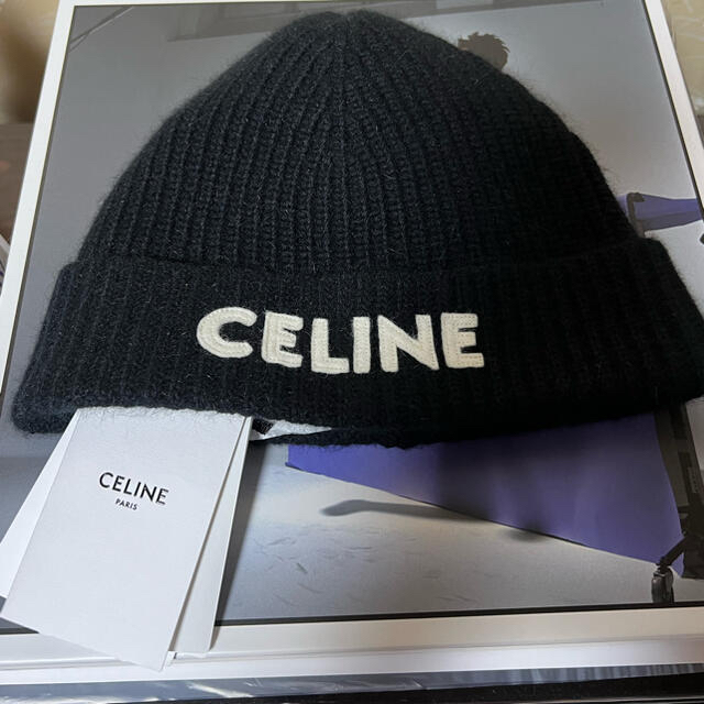 確実正規品CELINE セリーヌ ニット帽 / ウール 希少 ブラック