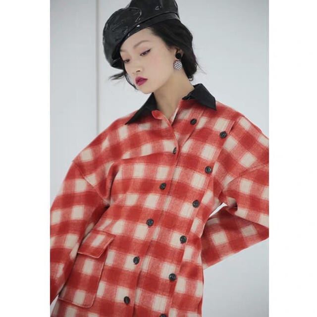 jnylon チェック変形ロングコート。