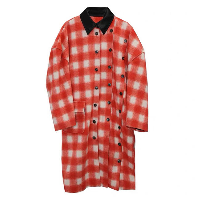 jnylon チェック変形ロングコート。