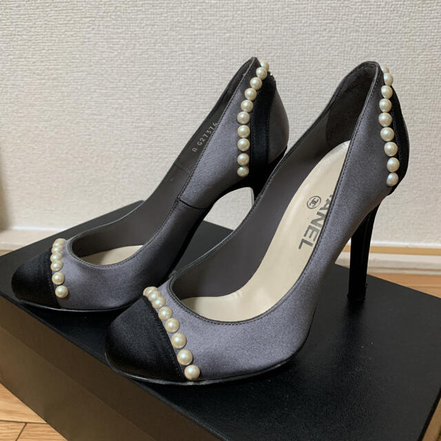 日本製/今治産 CHANEL シャネル パール付きローヒールパンプス