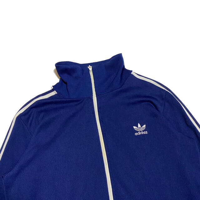 adidas(アディダス)の80s adidas アディダス トラックジャケット ジャージ ネイビー 古着 メンズのトップス(ジャージ)の商品写真