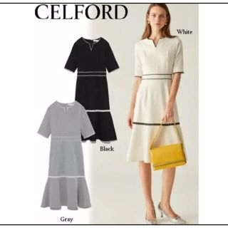 フォクシー(FOXEY)の【新品未着用タグ付】久慈暁子着用 CELFORD レース切替ワンピース(ひざ丈ワンピース)