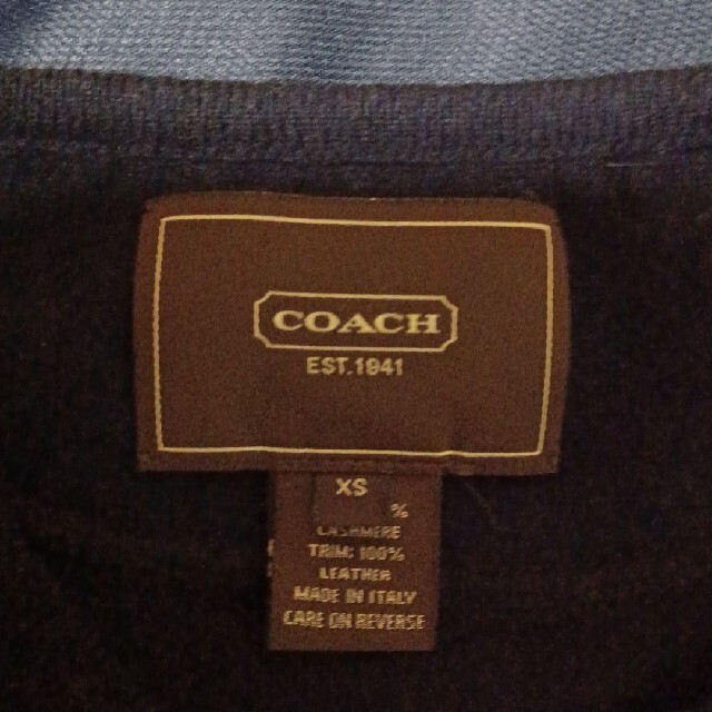 COACH(コーチ)の【美品】COACH コーチ カシミア100%カーディガン  ブラック XS レディースのトップス(カーディガン)の商品写真