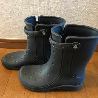 クロックス(crocs)のクロックス　レインブーツ　黒　ブラック　m5／w7 23センチ位(長靴/レインシューズ)