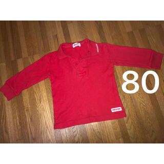 ミキハウス(mikihouse)のミキハウス　ポロシャツ　長袖　80 赤(シャツ/カットソー)