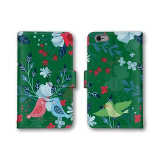 グリーン iPhoneケース 手帳型 スマホケース スマホカバー ほぼ全機種対応(iPhoneケース)