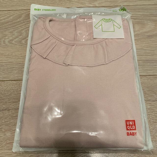 UNIQLO(ユニクロ)の新品　ユニクロ　100  クルーネックT ピンク キッズ/ベビー/マタニティのキッズ服女の子用(90cm~)(Tシャツ/カットソー)の商品写真