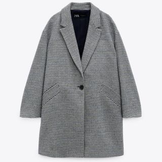 ザラ(ZARA)のZARA ハウンドトゥースコート　チェスターコート　千鳥格子　チェック(チェスターコート)