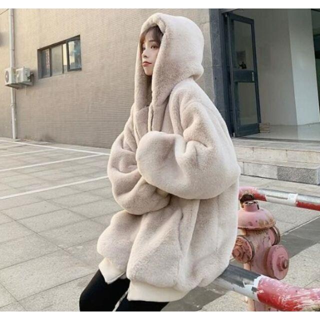 新品♡　レディース　ファー　コート　フード　もこもこ　ブルゾン　Mサイズ