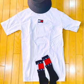 トミーヒルフィガー(TOMMY HILFIGER)のトミージーンズ　Tシャツワンピース　靴下　SET サイズXS S(ミニワンピース)