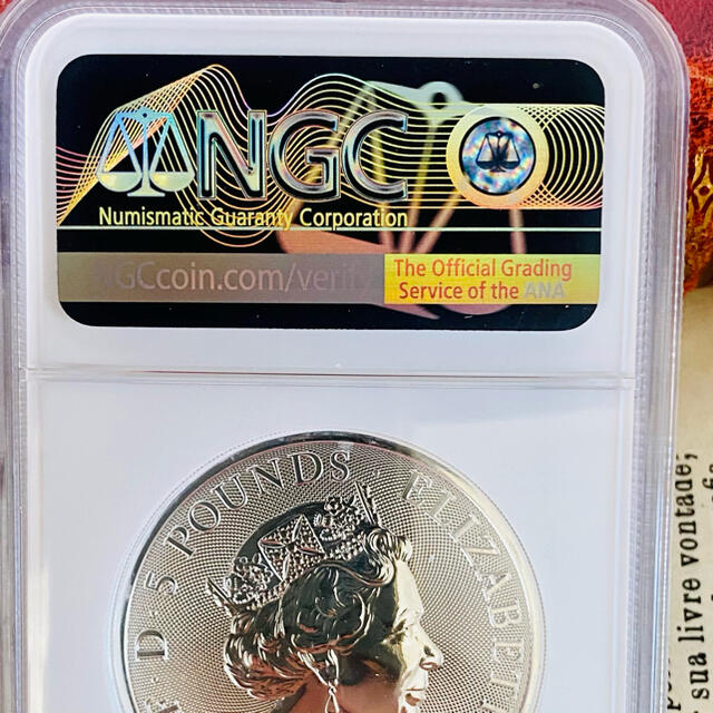 ☆NGC☆2021 MS69 クイーンズビースト FR イギリス 銀貨 5ポンド