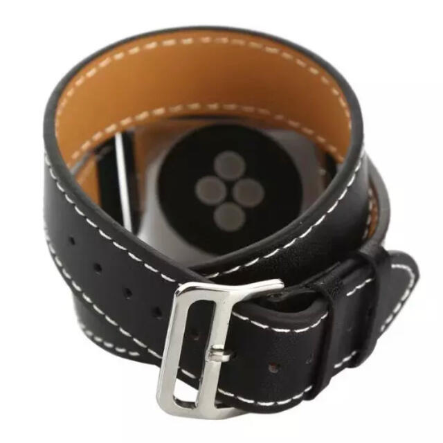 ブラウン黒3★アップルウォッチバンド レザー ベルト Apple Watch メンズの時計(レザーベルト)の商品写真