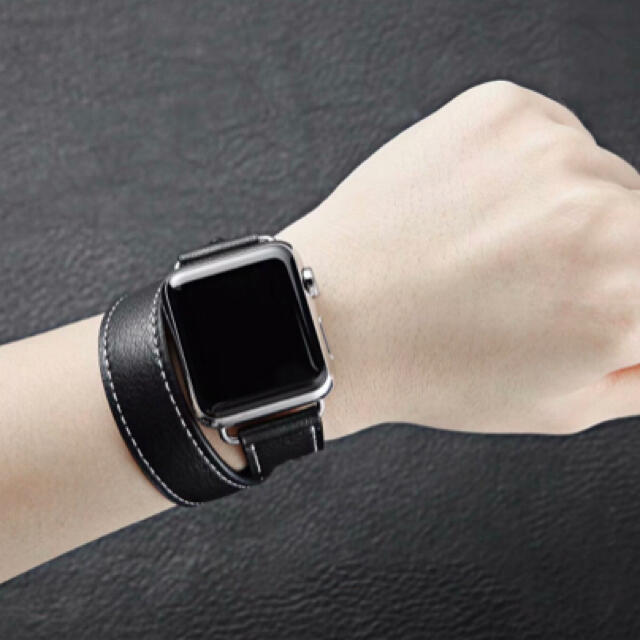 ブラウン黒3★アップルウォッチバンド レザー ベルト Apple Watch メンズの時計(レザーベルト)の商品写真