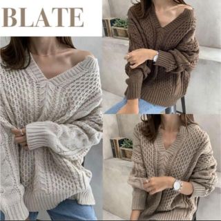 blate キーネックケーブルニット 新品(ニット/セーター)