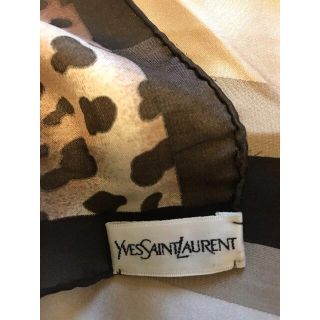 YSL イヴサンローラン シルク スカーフ 日本製 ベージュ、ピンク ブラウン