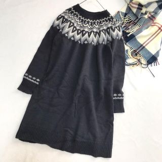 サニーレーベル(Sonny Label)の【みさ子様専用】サニーレーベル F 求心ニットワンピースネイビーウール混(ひざ丈ワンピース)