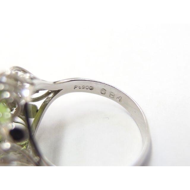 Pt900 ペリドット6.84ct D0.13ct 8.5号 リング