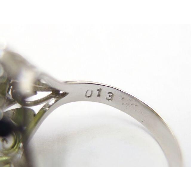 Pt900 ペリドット6.84ct D0.13ct 8.5号 リング