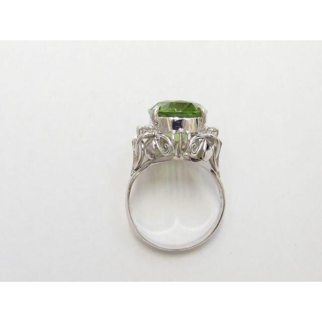 Pt900 ペリドット6.84ct D0.13ct 8.5号 リング