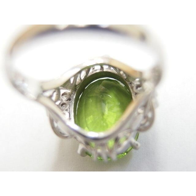 Pt900 ペリドット6.84ct D0.13ct 8.5号 リング