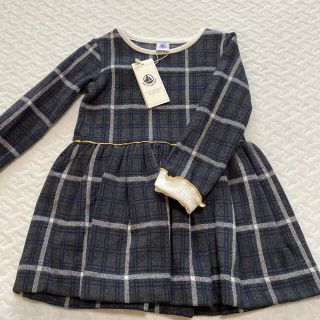 プチバトー(PETIT BATEAU)のすず様ご専用　プチバトー　グレーチェックワンピース　3ans(ワンピース)