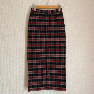 エックスガール(X-girl)のxgirl PLAID BUTTON-FRONT SKIRT チェックスカート(ロングスカート)