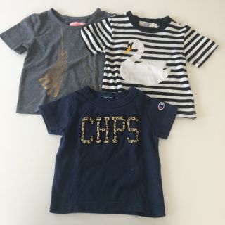 コドモビームス(こどもビームス)のチャンピオン白鳥ボーダー手アートTシャツ CANGCANG韓国子供服 ３枚セット(Ｔシャツ)