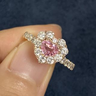 ジュエリーツツミ(JEWELRY TSUTSUMI)のノーブランド❤︎新品❤︎k18PGダイヤモンド×パパラチアサファイアハートリング(リング(指輪))