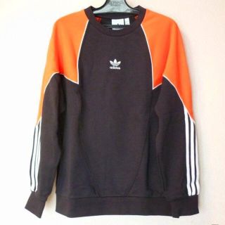 アディダス(adidas)の新品◆(L)アディダスオリジナルス黒×オレンジトレフォイルスウェットトレーナー(スウェット)