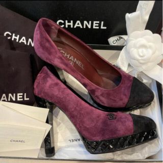 最終未使用CHANELシャネル人気スエードカーフスキンパンプスCCマーク