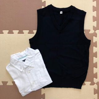 ニシマツヤ(西松屋)の白シャツ100cm  紺色ベスト110cm(ドレス/フォーマル)