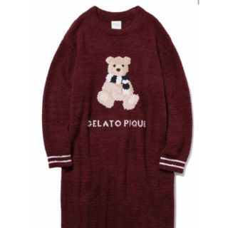 ジェラートピケ(gelato pique)の【完売品】パウダーモチーフ　テディベア　ジャガードワンピース(ルームウェア)