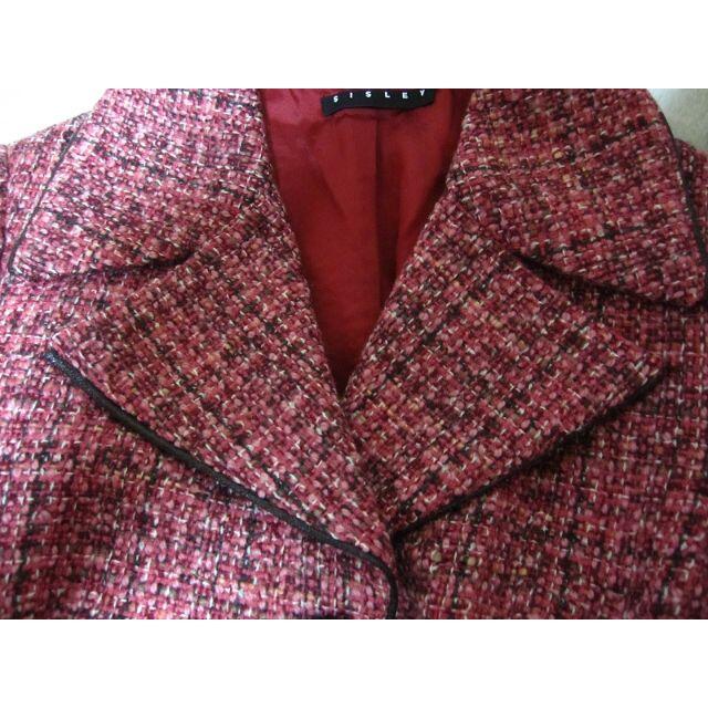 BENETTON(ベネトン)のベネトン イタリア製 アルパカ ツイードハーフコート ピンク Ｍ レディースのジャケット/アウター(ロングコート)の商品写真