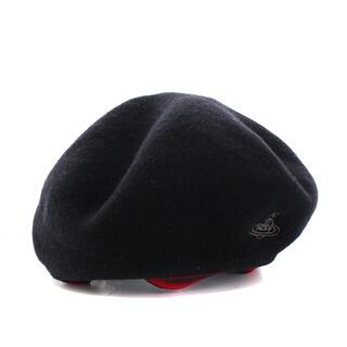 ヴィヴィアンウエストウッド(Vivienne Westwood)のヴィヴィアンウエストウッド オーブ ベレー帽 ニット 帽子 ウール S～M 黒(ハンチング/ベレー帽)