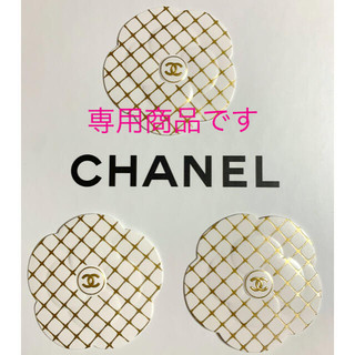 シャネル(CHANEL)のCHANEL カメリア ステッカー ホワイト×ゴールド 3枚(ラッピング/包装)